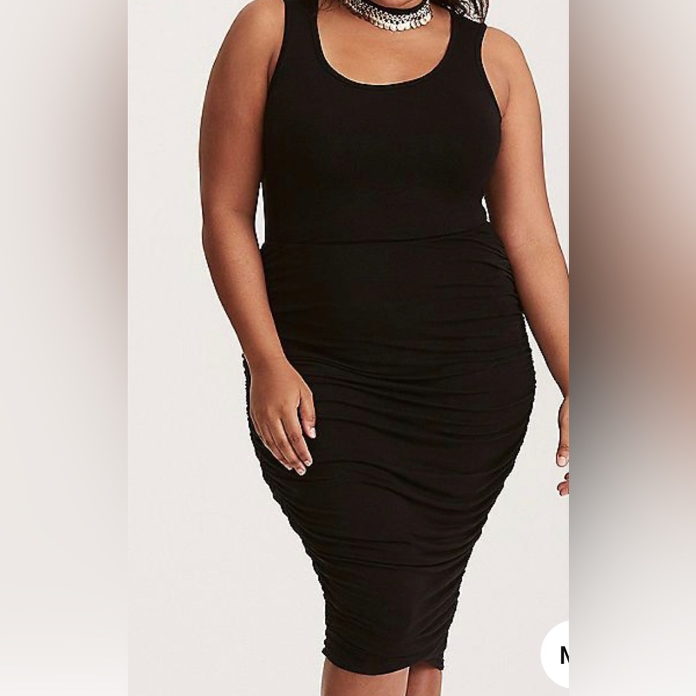 Torrid Black Shirred Jersey Bodycon Dress